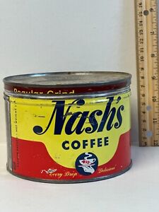 Vintage 1950s Nash’s Coffee Every Drop Delicious 1lb Tin Can St Paul, Minnesota