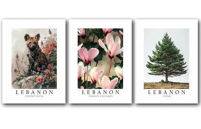 Lebanon National Symbols, Set of 3 Poster Prints, Home Wall Art Décor, Unframed - Image 1 of 4