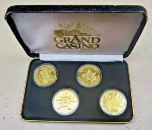 GRAND CASINO VTG 4-SET Collector Coins 1997 Gulf Coast Gold Plated Series - Imagen 1 de 7