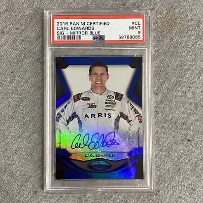 2016 Panini Certified Carl Edwards Signatures Mirror Blue /20 PSA 9 - Image 1 of 2