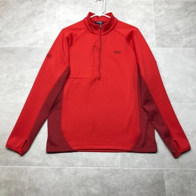 Outdoor Research 1/2 拉链夹克男式 L 码红色 Adiant 混合套衫远足 — 第 1/4 张图片