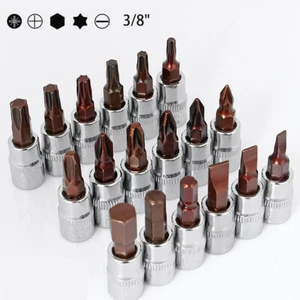 Hex Torx Phillips Slotted Pozi Bit Socket or Set 3/8" Drive Tool Cr-V Steel S2 - Picture 1 of 6