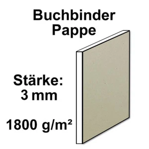 Buchbinderpappe - Stärke 3,0 mm ( 0,3 cm ) - Grammatur: 1800 g/m² - Graupappe zu - Bild 1 von 4