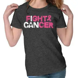 I Can Fight Breast Cancer Inspire Awareness Womens Short Sleeve Ladies T Shirt - Picture 1 of 8