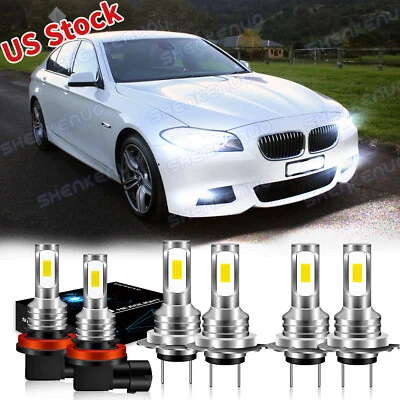 For BMW 328i 2007-2016 6x Bulbs LED Headlights Hi/Low Beams+ Fog Lights 6000K BY - Image 1 of 4