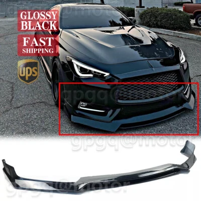 Divisor de barbilla de parachoques delantero estilo RS negro brillante para Infiniti Q60 2017-2022 Foto 1 de 4