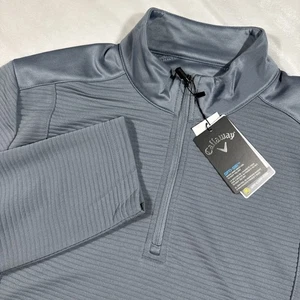 Callaway Opti-Dri Quarter Zip Pullover Men's XL Gray Performance Ribbed Pockets - Picture 1 of 9