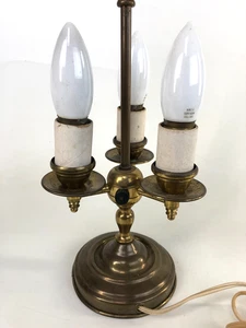 Vintage French Bouillotte 3 Light Brass Table Lamp - Picture 1 of 9