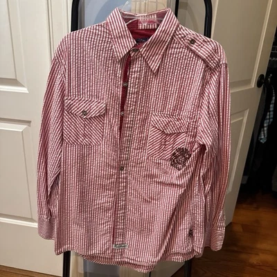 Camisa a rayas inglesa de manga larga con botones mediana para hombre Foto 1 de 4