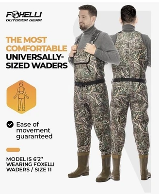 Foxelli 4mm Neopreno Pecho Vadeadores Impermeable Caza Pesca Botas Pie Hombres Mujeres Foto 1 de 4