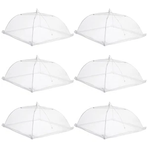 6 Stück 16 Zoll Lebensmittel Abdeckungen Schutzzelte Faltbar Lebensmittel Gaze Abdeckungen (Weiß) - Bild 1 von 12