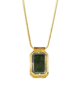 Kate Spade Minimalistic Art Necklace Gold Black Resin Pendant Crystal Vintage - Picture 1 of 8