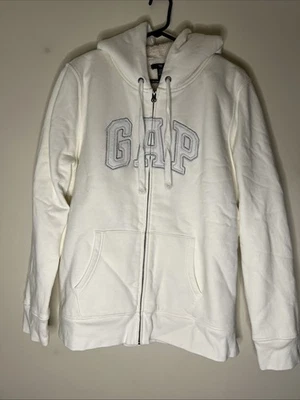 Sudadera con capucha y cremallera blanca XXL Gap para dama Foto 1 de 2