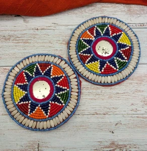 Vintage Kuchi Stamm Perlen Blume Aufnäher 4" (19452) - Bild 1 von 6