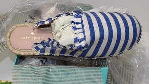 Kate Spade New York Laila Blue Cream Stripe Espadrilles Mule Slide US 8.5M - Picture 1 of 9