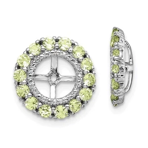 Sterling Silver Rhodium Diamond & Peridot Earring Jackets 1.54gm - Picture 1 of 4