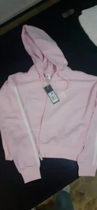Felpa Adidas Donna Zip Con Cappuccio Rosa - Foto 1 di 3