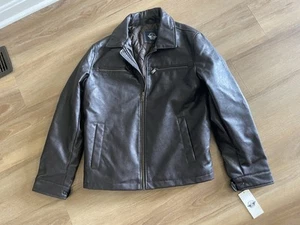 Dockers Herren Freizeit Braun Kunstleder Mantel Jacke Größe M - Bild 1 von 7