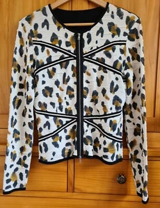 Giacca Marc Cain N4 UK12-14 Stile Leopardato Stampa Cotone Viscosa A 2 Vie Cerniera ECC - Foto 1 di 5