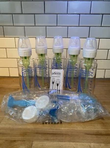 5 NEW Dr. Brown's Narrow Glass Baby Bottles 8 oz Level 0M+ 1 Nipples - Picture 1 of 7