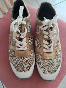 Marc Cain Sneaker HalbSchuhe Slipper Leder/mesh beige/creme/gold Leoprint TOP!! - Bild 1 von 6
