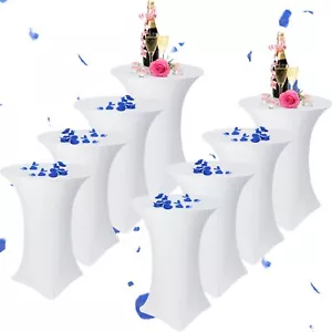 8 Packs 32 X 43 Inch Cocktail Spandex Tablecloths Cocktail Round Table Cover Spa - Picture 1 of 7