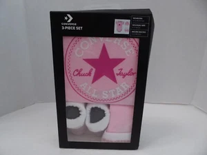 Converse Conjunto de 3 Piezas Newbord Gorra Body y Botines Rosa Recién Nacido 6-12 Meses - Imagen 1 de 5