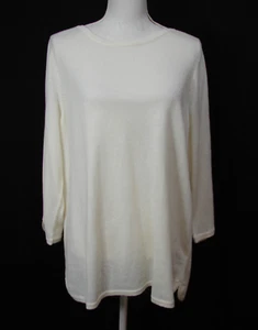 New Chicos Size 2 Touch of Cashmere Glenda Tulip Hem Pullover Top Neutral Ecru M - Picture 1 of 10