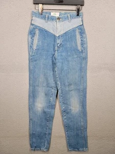 Vintage 80s Hi Waisted Jeans Womens Size 7 Juniors Palmettos Light Wash 2 Tone - Picture 1 of 11