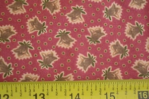 By 1/2 Yd, Tan & Brown Floral on Rusty-Red Quilt Cotton, Moda/Thompson, B336 - Picture 1 of 7