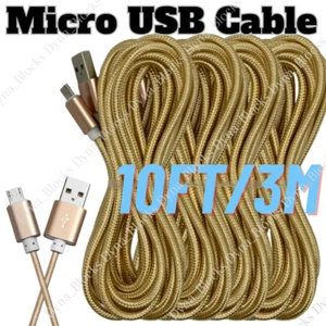 5x Heavy Duty Micro USB Fast Charger Data Cable Cord 10FT For Samsung Android LG - Picture 1 of 7