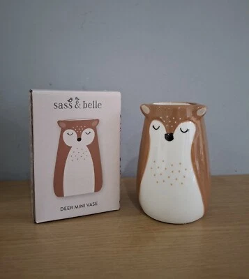 Sass & Belle HIRSCHVASE Keramik Mini Vase Neuheit Geschenk 10cm hoch Neu & Originalverpackt - Bild 1 von 4