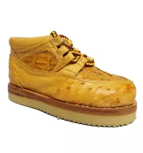 Scarpe da tennis per bambini giallo autentico struzzo pelle esotica coccodrillo taglia 9,5 - Foto 1 di 5