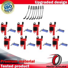 8pc Red Ignition Coil + Champion Platinum Spark Plug Tune Up Kit UF414 For Chevy