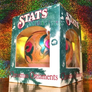 VINTAGE JUMBO KUGEL WEIHNACHTSORNAMENT Stats geblasenes Glas rosa handgefertigt 6" SELTEN - Bild 1 von 14