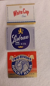 Lot Of 3 Labels Two Rivers Bock, Liebrau, White Cap Beer Two Rivers Bev Co Wis - Picture 1 of 5