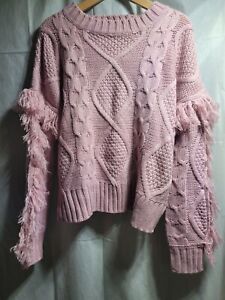 Pink Lily sweater Womens Medium Pink Fringe