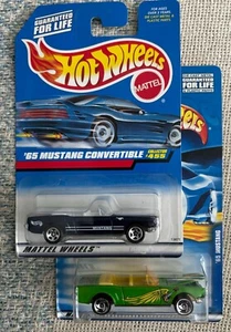 HOT WHEELS 1965 FORD MUSTANG CONVERTIBLE Lot of 2 Colors Blue & Green - Picture 1 of 6