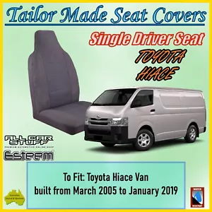 Grey Fabric Driver Seat Cover for Toyota Hiace LWB Van: from 03/2005 to 01/2019 - Picture 1 of 8