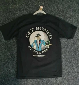 Deadstroke T-Shirt 'Get Boned By The Best' Skeleton Pool Billiards Size M NEW - Picture 1 of 6
