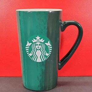 STARBUCKS 2021 Holiday Brush Strokes 16oz Tall Ceramic Coffee Mug Red/Green - Picture 1 of 6