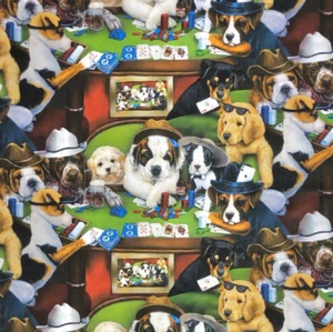 Textiles de tela 100 % algodón para perros jugando al póquer Call Your Bruff David de 1/2 yarda - Imagen 1 de 3