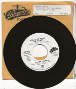 BRYAN ADAMS STRAIGHT FROM THE HEART/CUTS LIKE RARE USA COLLECTABLES SINGLE, MINT - Picture 1 of 2