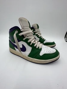 NIKE AIR JORDAN 1 MID - HULK - SIZE 10 - WHITE GREEN PURPLE - Picture 1 of 5