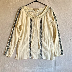 Blusa Nine West Vintage America Jeans Mujer Manga Larga Bordada Pequeña - Imagen 1 de 7