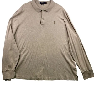 Polo Ralph Lauren Beige Long-Sleeve Classic Fit Polo Shirt XXL Cotton Casual Men - Picture 1 of 8