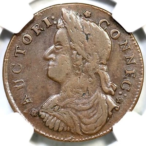 1787 M 44-W.4 R-4+ NGC XF 45 Connecticut Colonial Copper Coin - Picture 1 of 3