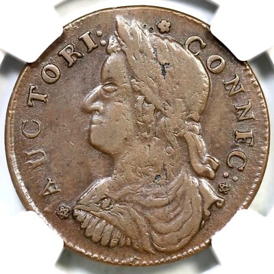 1787 M 44-W.4 R-4+ NGC XF 45 Connecticut Colonial Copper Coin - Image 1 of 3