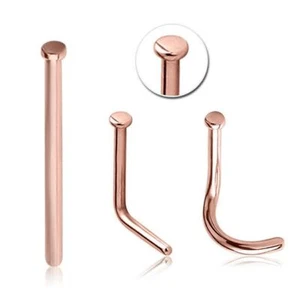 Rose Gold 316L Surgical Steel Nose Screw Straight L Bend Stud Ring 1.5mm Disc - Picture 1 of 6