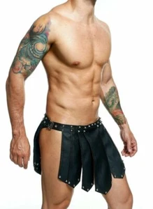 MOB DNGEON Skirts Eroticwear Mens Kilt Roman Total Black DMBL10 4 - Picture 1 of 4